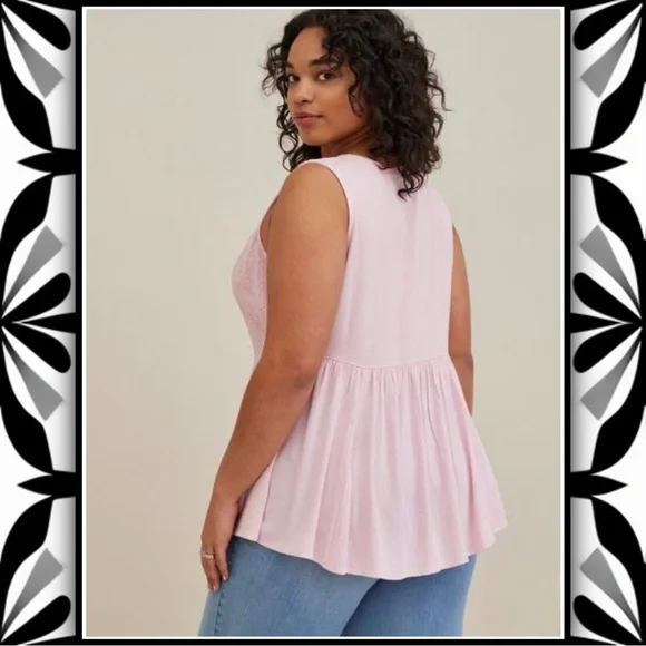 TORRID Rayon Slub Embroidered Tie Front Tank #Tslub-484r - Picture 5 of 8